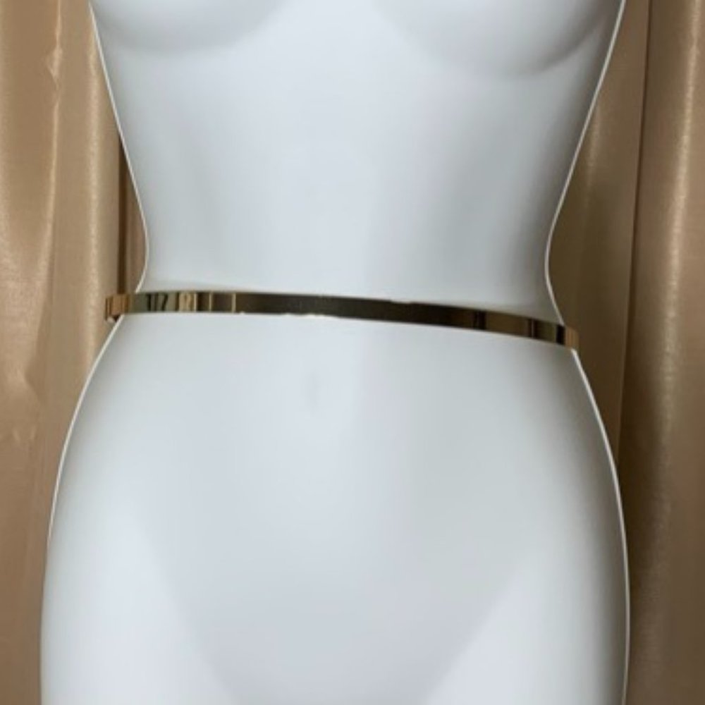 Gold-tone Bar and Chain Metal Belt
